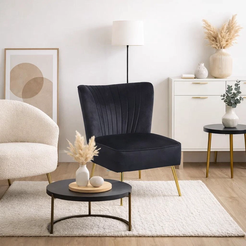 SILLON GLAMOUR NOIR CON PATAS DORADAS - NEGRO - 3