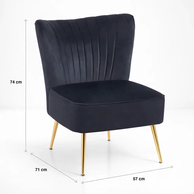 SILLON GLAMOUR NOIR CON PATAS DORADAS - NEGRO - 4