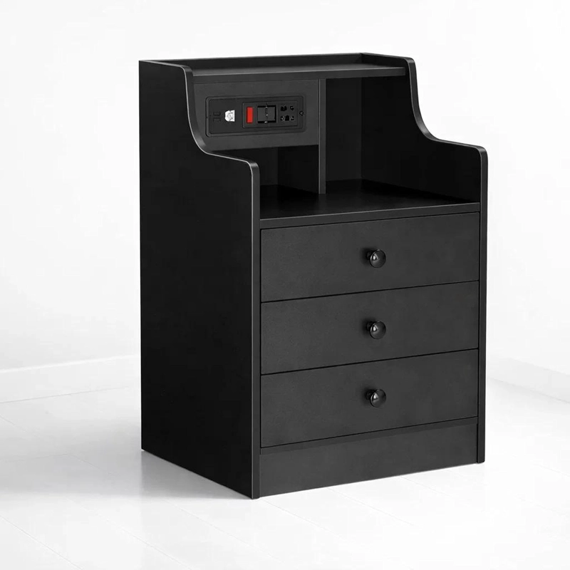 VELADOR URBANO SMART CON ENCHUFE INTEGRADO NEGRO DE 3 CAJONES - 1