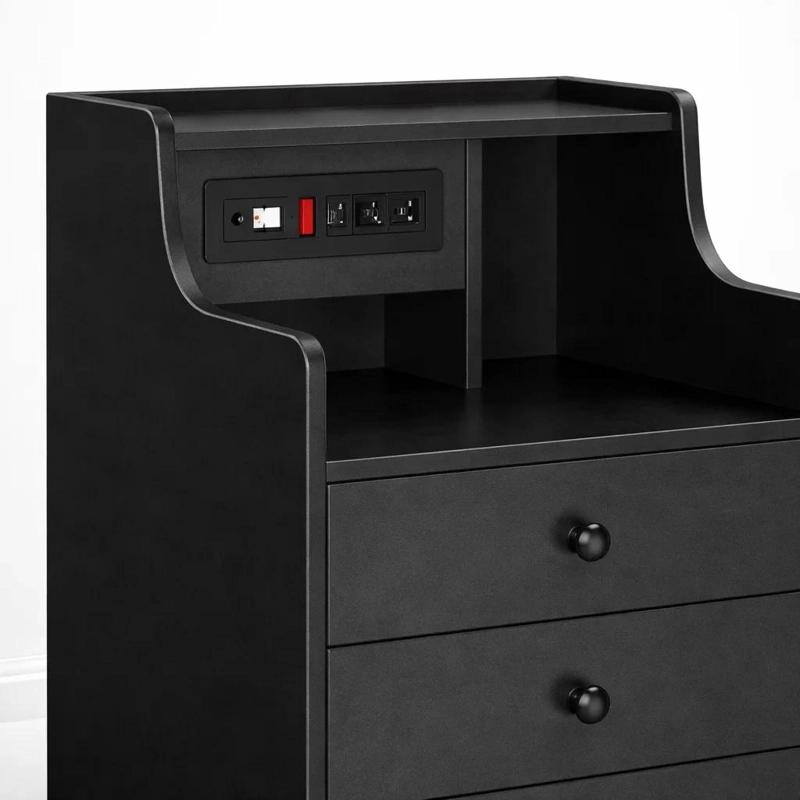 VELADOR URBANO SMART CON ENCHUFE INTEGRADO NEGRO DE 3 CAJONES - 6