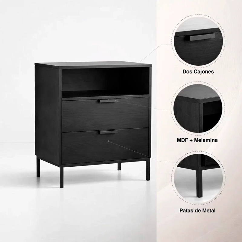 VELADOR NOIR LOFT NEGRO CON PATAS METALICAS - 5