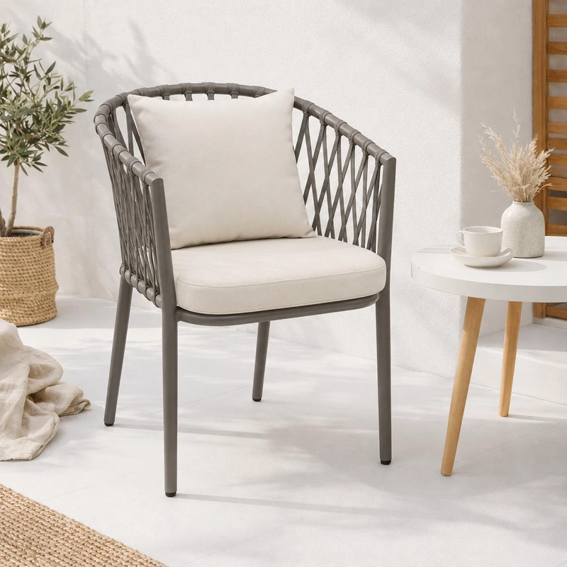 SILLA DE TERRAZA TRAME - ALUMINIO Y CUERDA - 2