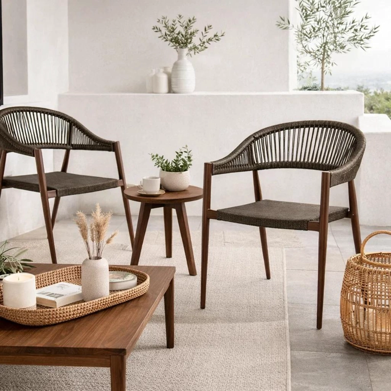 SILLA DE TERRAZA DOUCE - ALUMINIO Y RATTAN - 3
