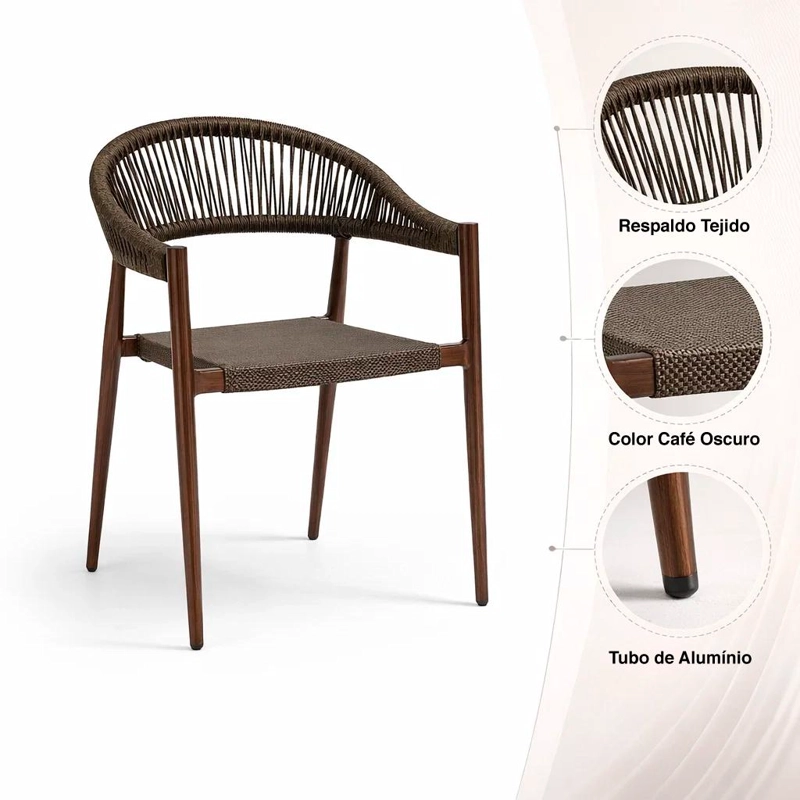 SILLA DE TERRAZA DOUCE - ALUMINIO Y RATTAN - 5
