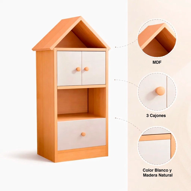 ESTANTERIA MADERA ORGANIZADORA PARA NIÑOS - CAFE CLARO - 5