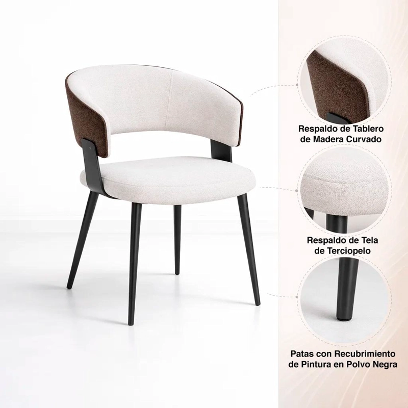 PACK DE 2 SILLAS KLOPS VELVET - BLANCA - 5
