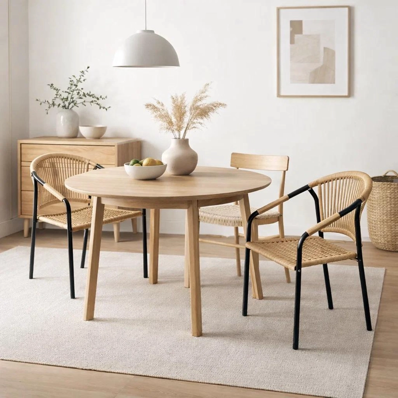 SILLA FLET - ESTRUCTURA NEGRA CON RESPALDO ENCORDADO BEIGE - 3