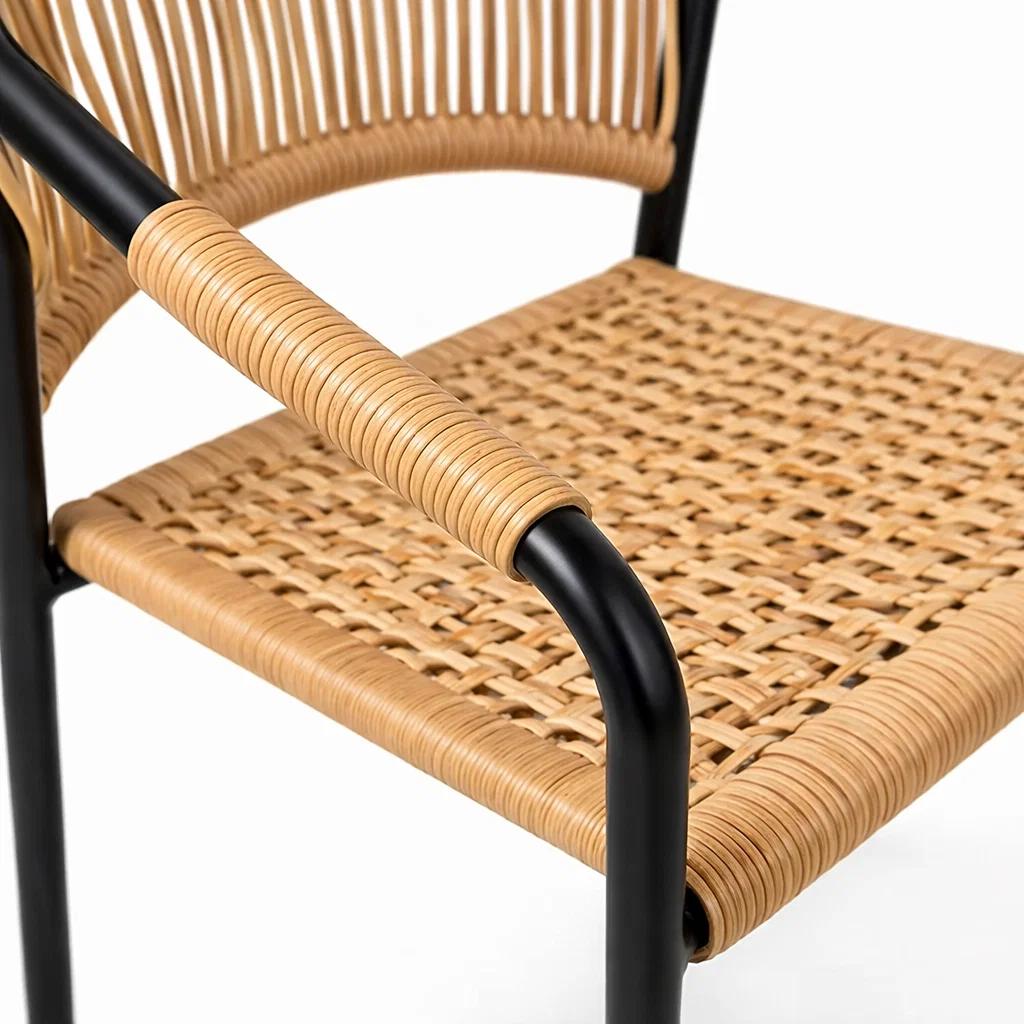SILLA FLET - ESTRUCTURA NEGRA CON RESPALDO ENCORDADO BEIGE - 6