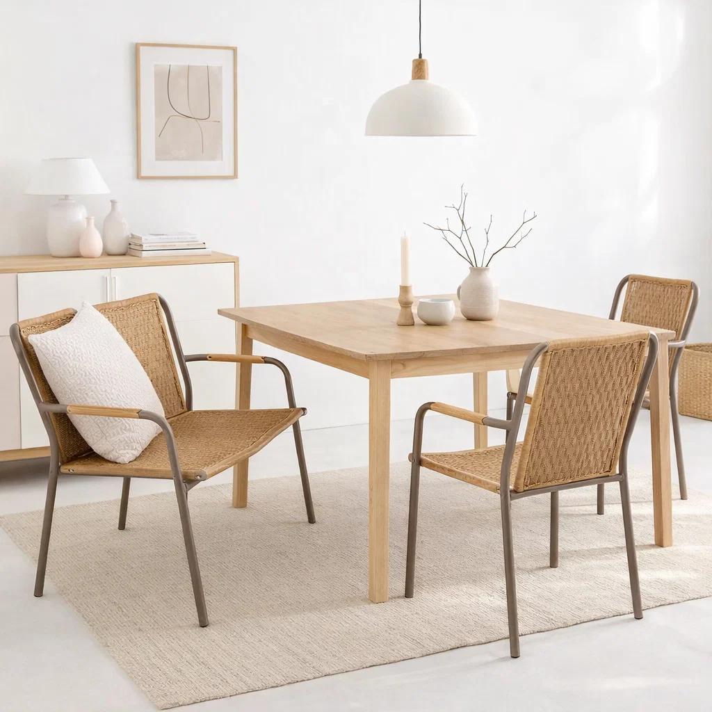 SILLA COMEDOR O EXTERIOR KAMBA TEJIDO - COLOR TRIGO - 3