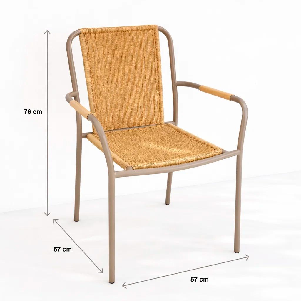 SILLA COMEDOR O EXTERIOR KAMBA TEJIDO - COLOR TRIGO - 4