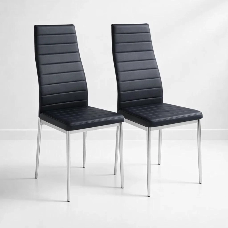 PACK DE 2 SILLAS ACOLCHADAS DINING LIANA CON PATAS CROMADAS - NEGRAS - 1