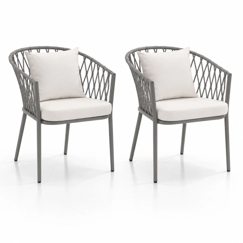 PACK DE 2 SILLAS DE TERRAZA TRAME - ALUMINIO Y CUERDA - 1