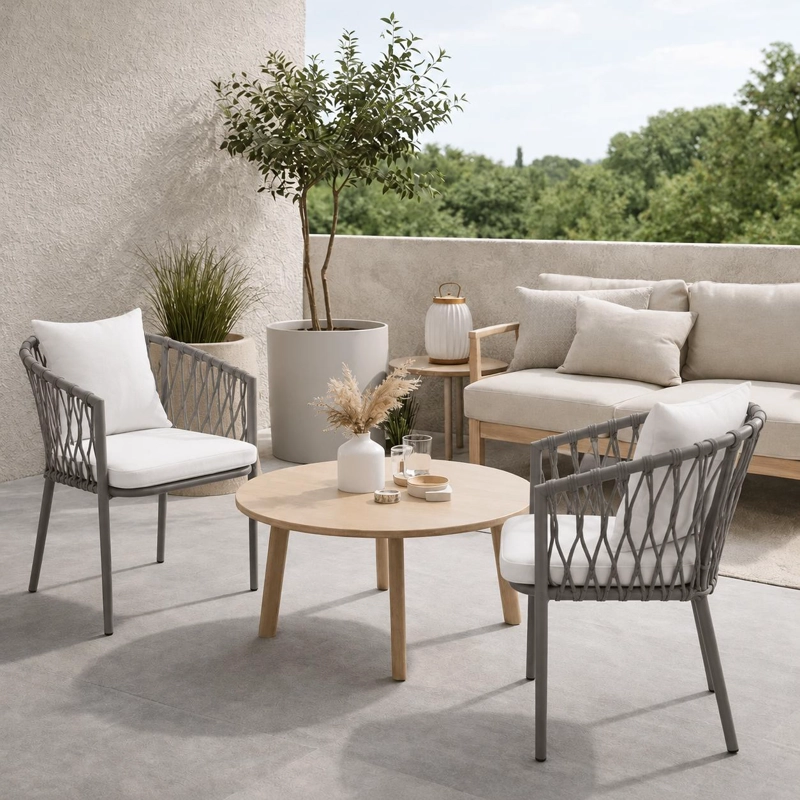 PACK DE 2 SILLAS DE TERRAZA TRAME - ALUMINIO Y CUERDA - 3