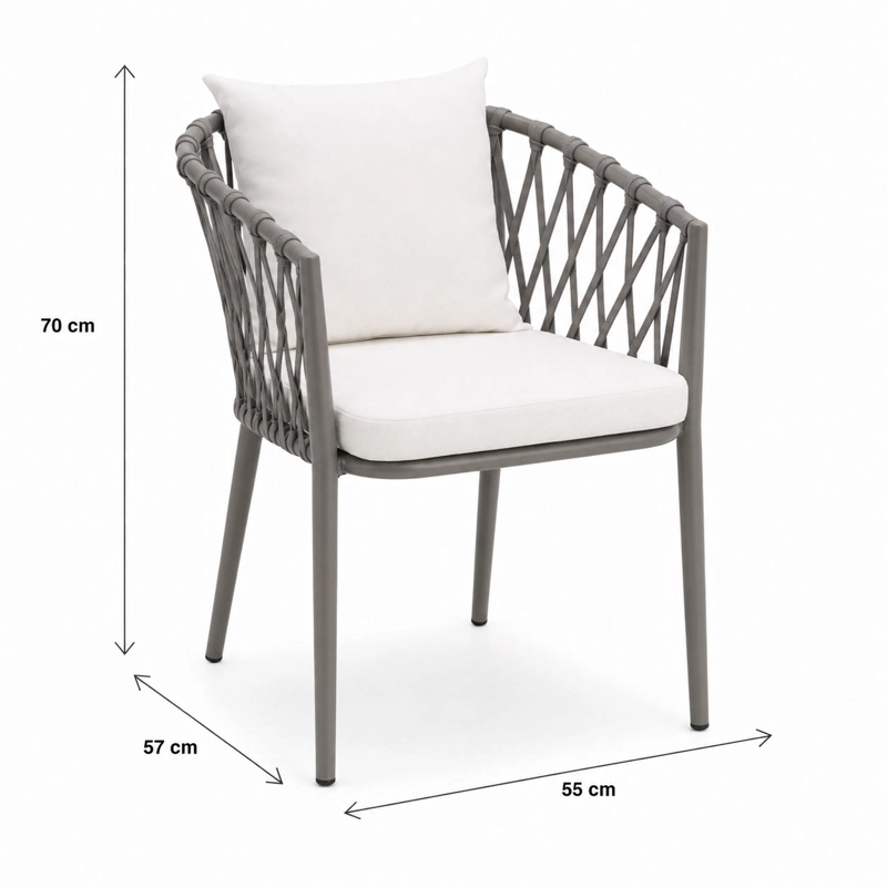 PACK DE 2 SILLAS DE TERRAZA TRAME - ALUMINIO Y CUERDA - 4