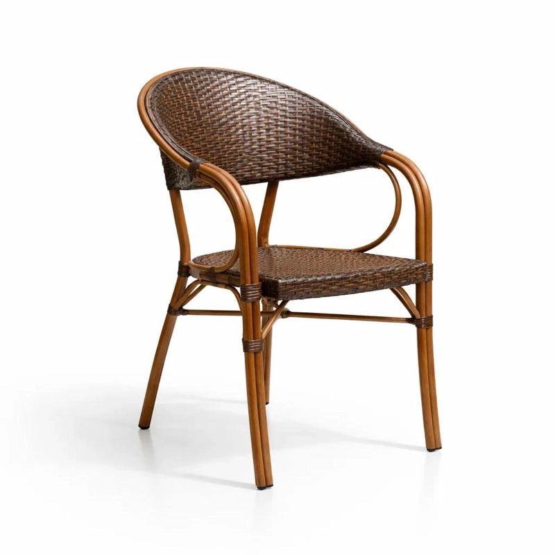 SILLA BISTRO PARISINA RATTAN CON  REPOSABRAZOS JOLIE  - CAFE  OSCURO - 1
