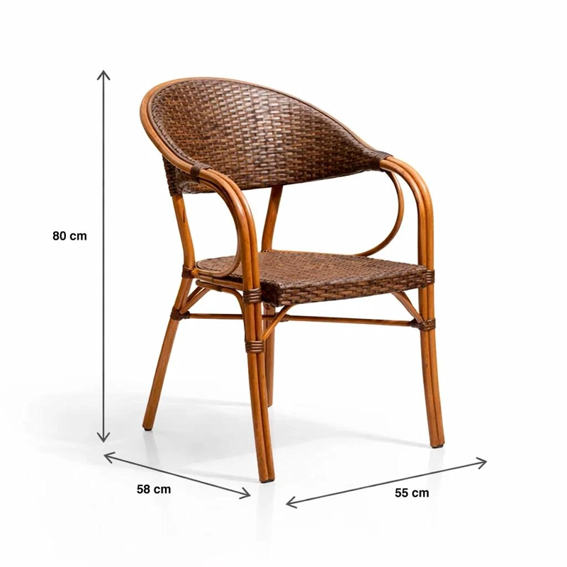 SILLA BISTRO PARISINA RATTAN CON  REPOSABRAZOS JOLIE  - CAFE  OSCURO - 4