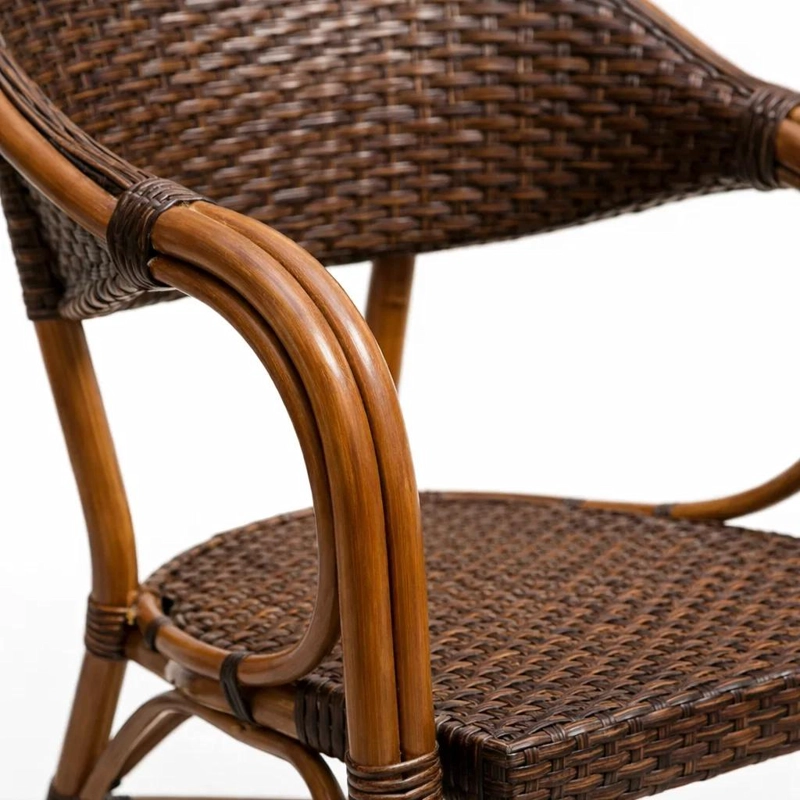 SILLA BISTRO PARISINA RATTAN CON  REPOSABRAZOS JOLIE  - CAFE  OSCURO - 6