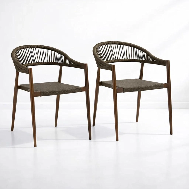 PACK DE 2 SILLAS DE TERRAZA DOUCE - ALUMINIO Y RATTAN - 1