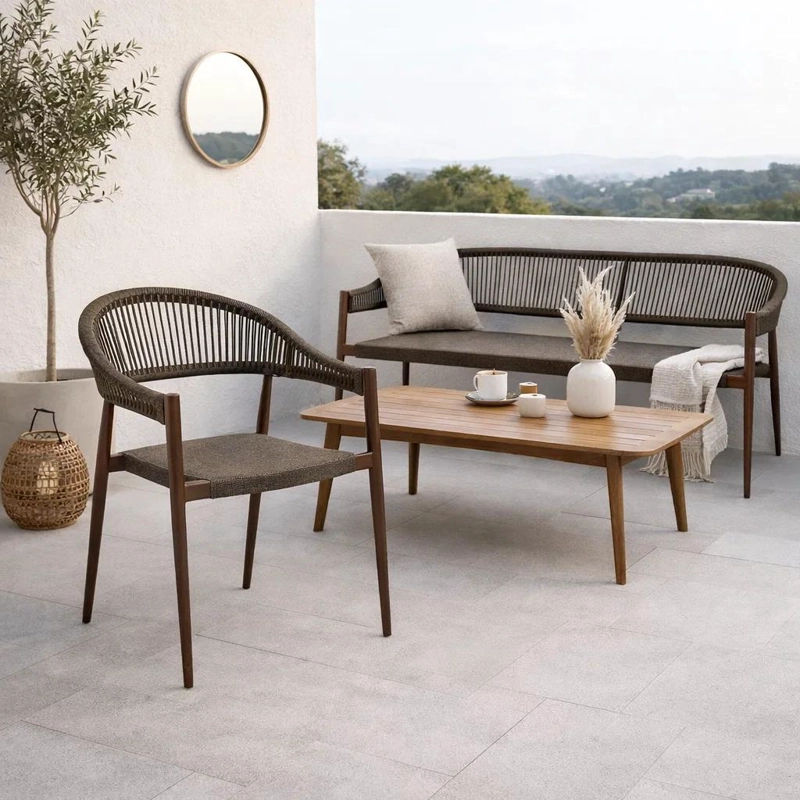 PACK DE 2 SILLAS DE TERRAZA DOUCE - ALUMINIO Y RATTAN - 2