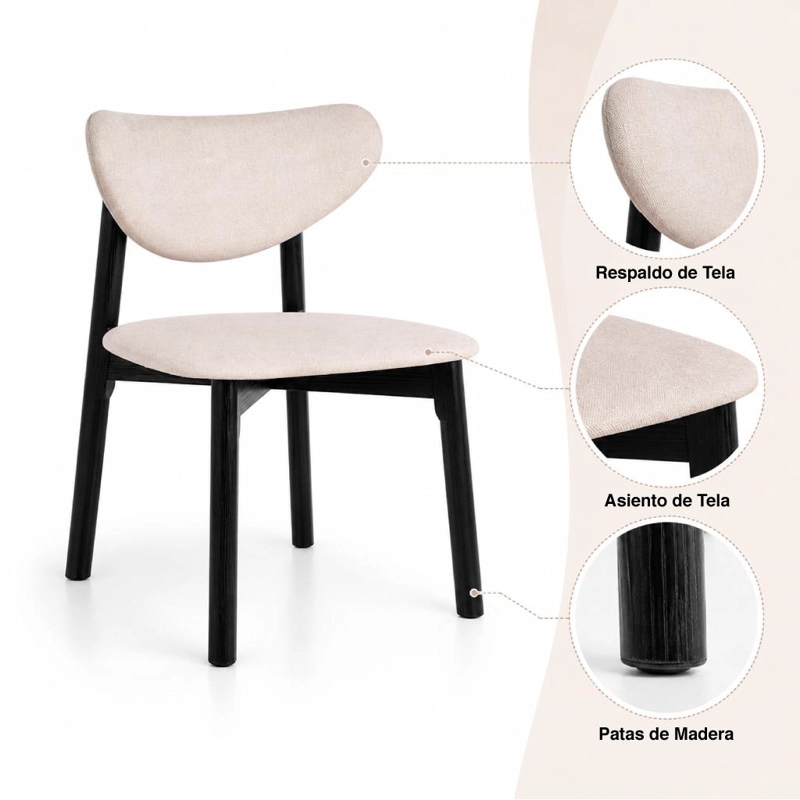 PACK DE 2 SILLAS DE COMEDOR TENG 49X61X80 - 5