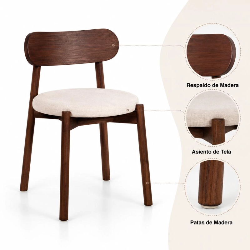 PACK DE 2 SILLAS DE COMEDOR BAUEN 44X45X77 - 5