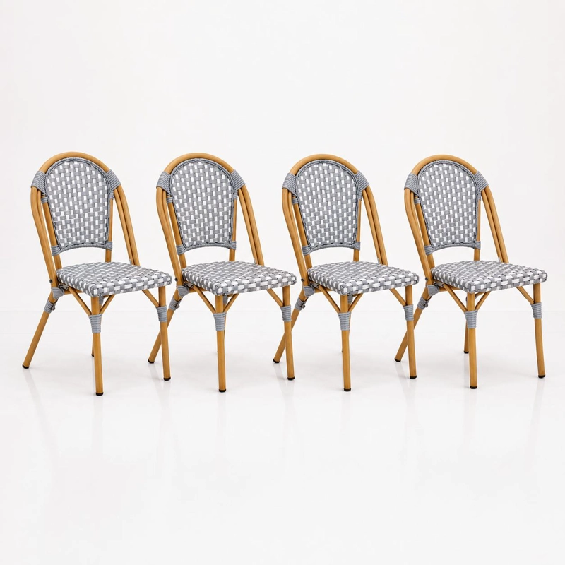 PACK DE 4 SILLAS BISTRO DE EXTERIOR RESISTENTE AL AGUA Y AL SOL - 1