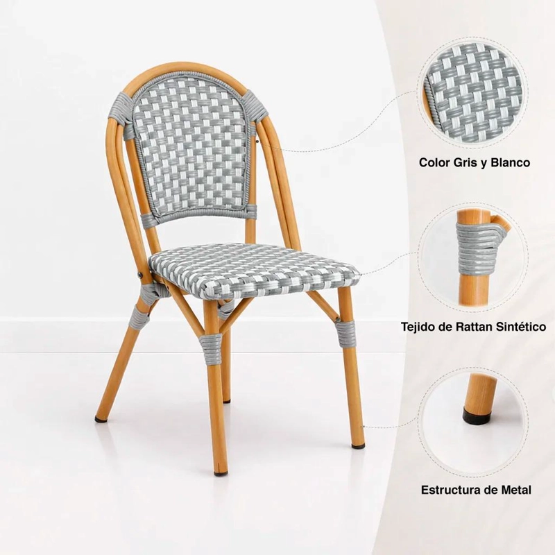 PACK DE 4 SILLAS BISTRO DE EXTERIOR RESISTENTE AL AGUA Y AL SOL - 5