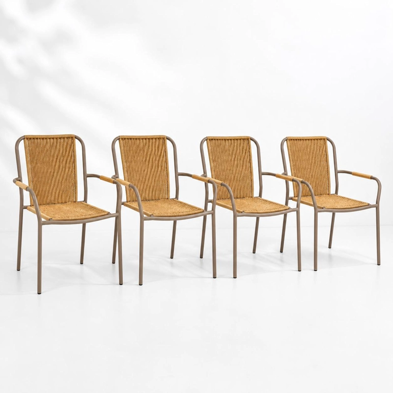 PACK DE 4 SILLAS COMEDOR O EXTERIOR KAMBA TEJIDO - COLOR TRIGO - 1