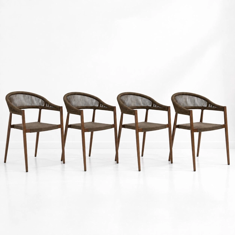 PACK DE 4 SILLAS DE TERRAZA DOUCE - ALUMINIO Y RATTAN - 1