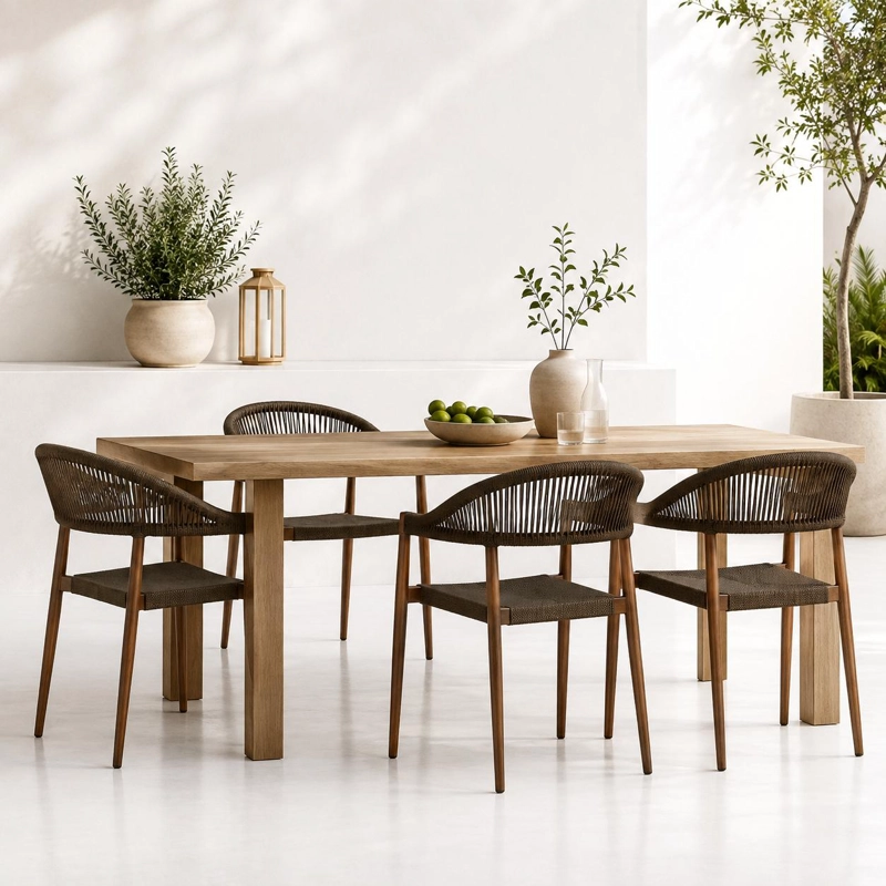 PACK DE 4 SILLAS DE TERRAZA DOUCE - ALUMINIO Y RATTAN - 2