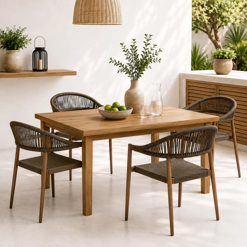 PACK DE 4 SILLAS DE TERRAZA DOUCE - ALUMINIO Y RATTAN - 3