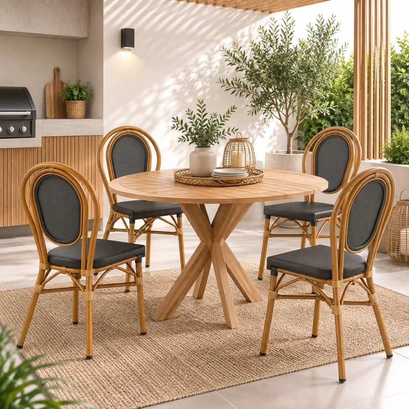 PACK DE 4 SILLAS PROVENCE PARISINA RATTAN - GRIS OSCURO - 3