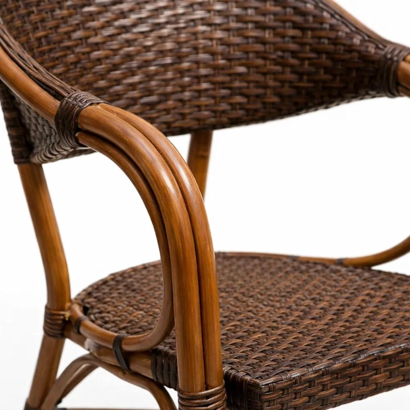 PACK DE 4 SILLAS BISTRO PARISINA RATTAN CON REPOSABRAZOS JOLIE - CAFE  OSCURO - 6