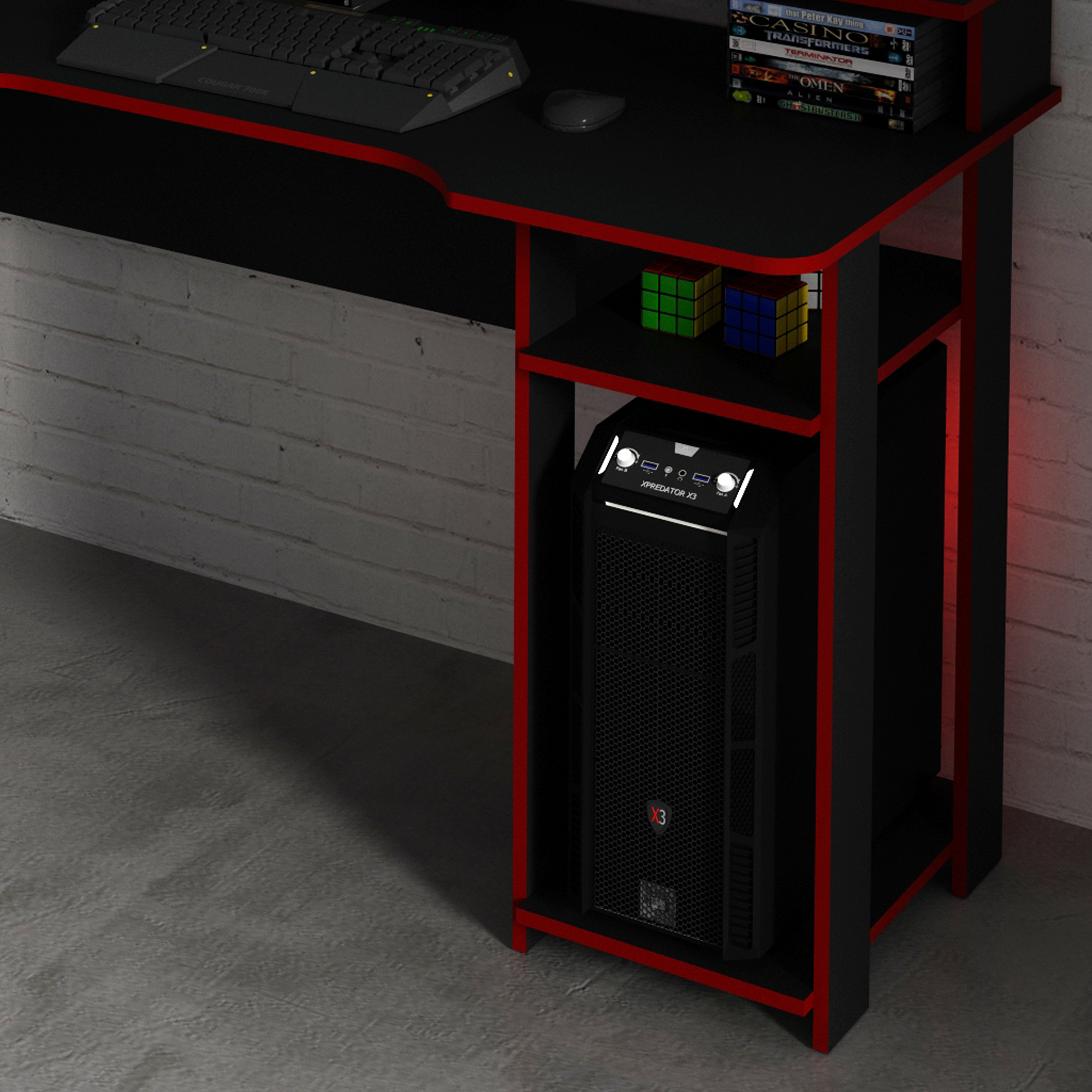 ESCRITORIO GAMER TECNOMOBILI NEGRO/ROJO - 3