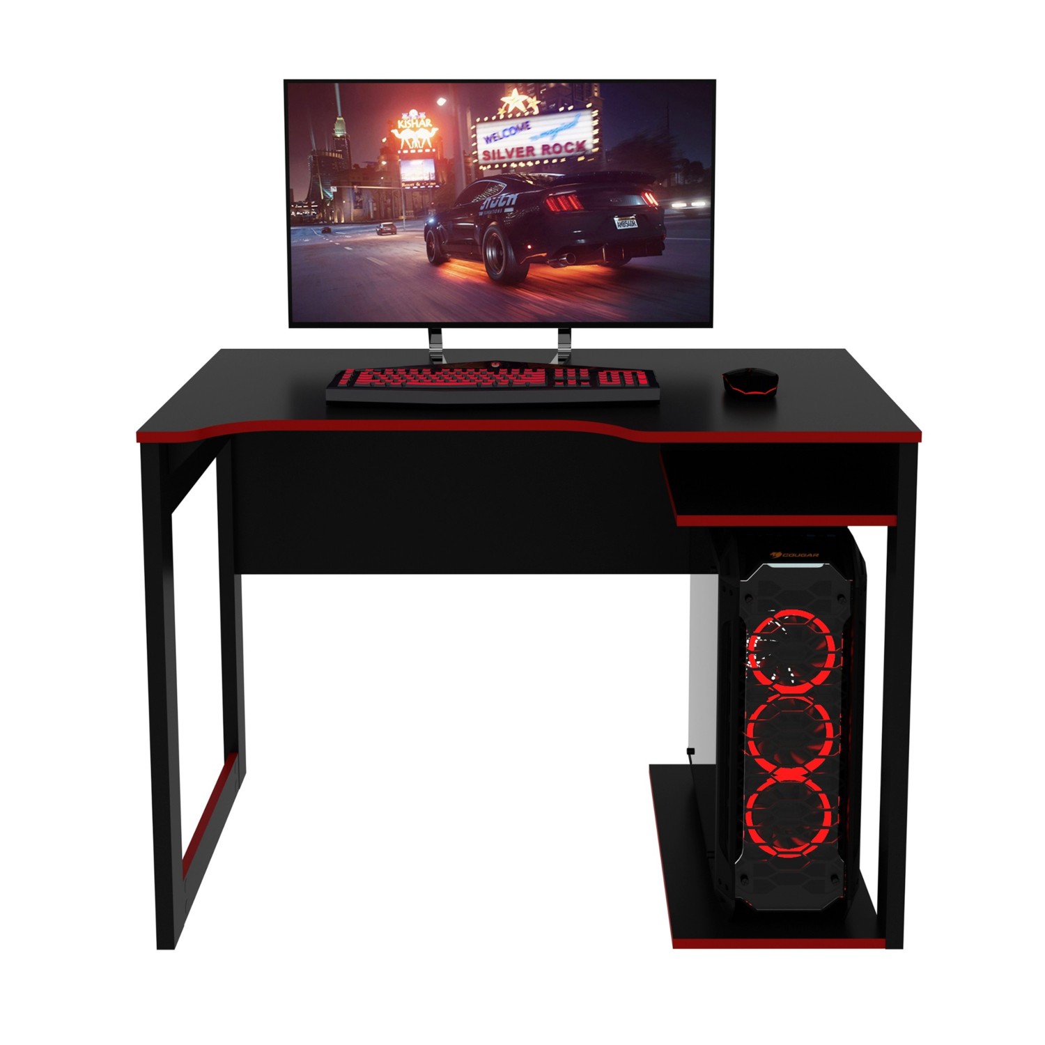 ESCRITORIO GAMER COMPACTO ME4161 NEGRO/ROJO - 1