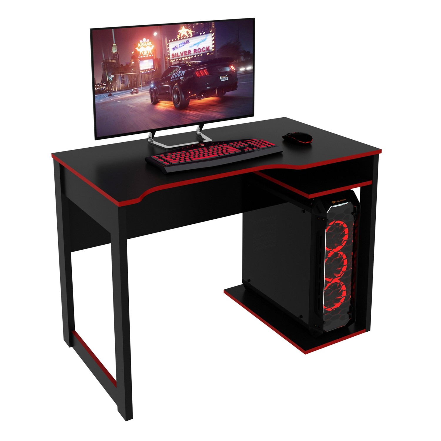 ESCRITORIO GAMER COMPACTO ME4161 NEGRO/ROJO - 3
