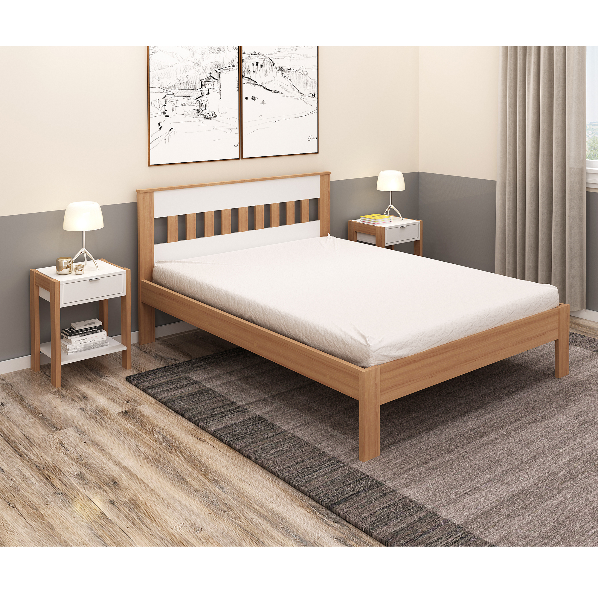 CAMA 2 PLAZAS COLOR ALMENDRA - 2