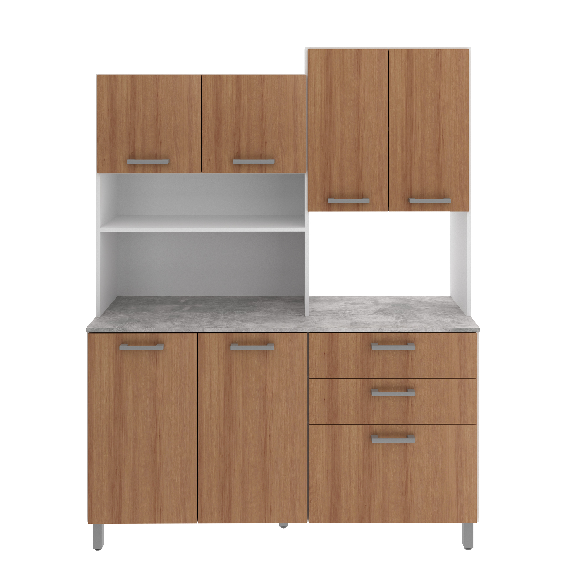 KIT MUEBLE COCINA 6 PTAS 3 CAJONES COLOR BLANCO/ALMENDRA - 1