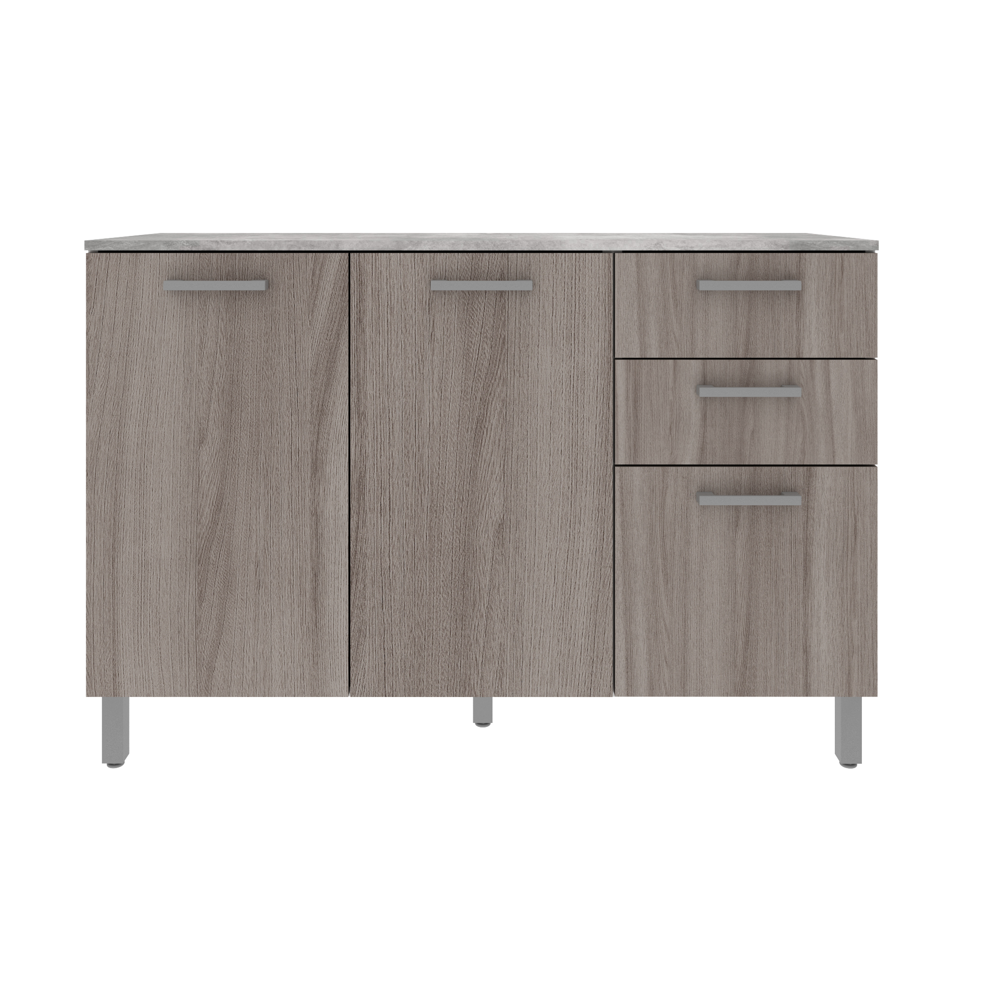 MUEBLE INFERIOR COCINA 2 PTAS Y 3 CAJONES COLOR BLANCO/ GRIS PARDO - 1