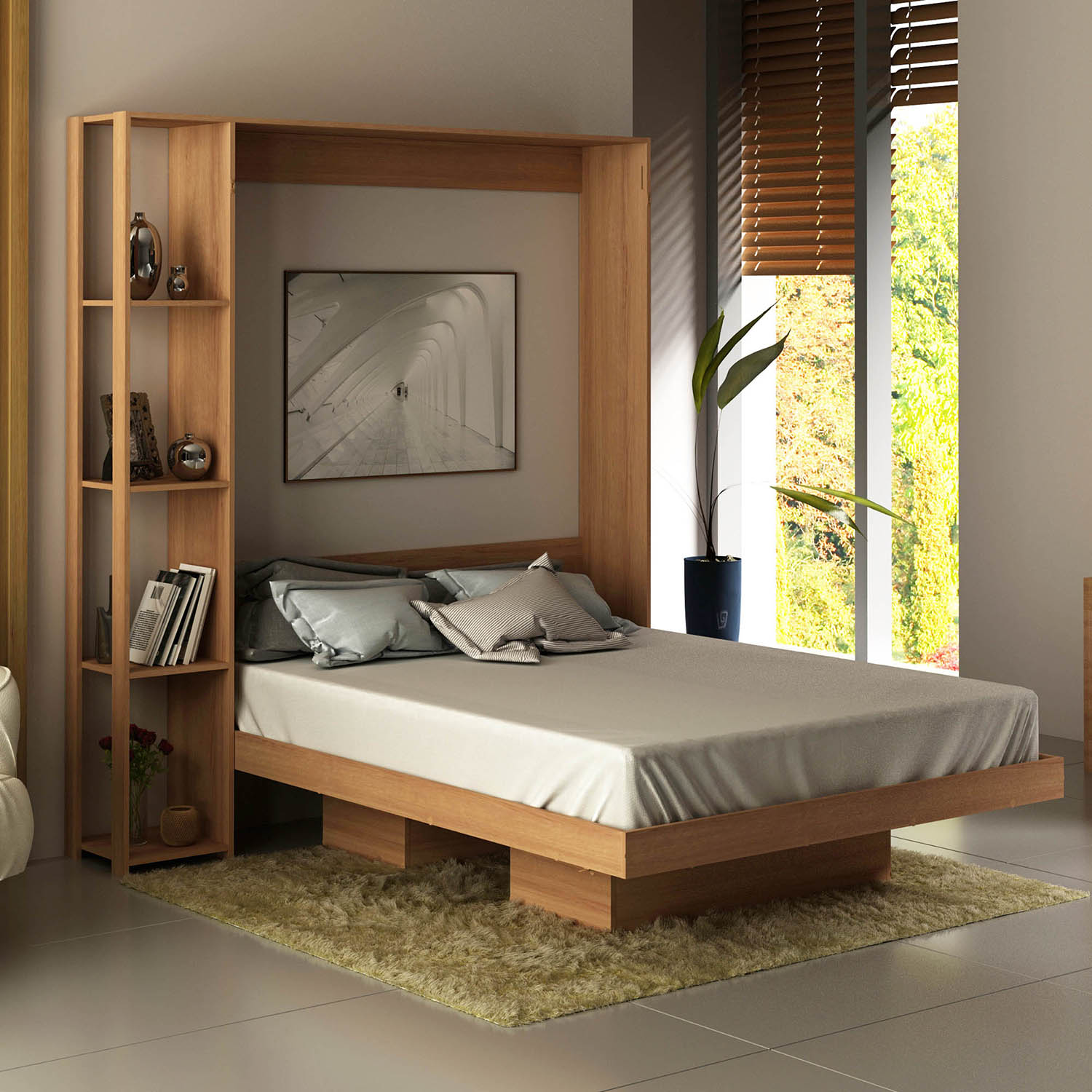 CAMA TECNOMOBILI CM8014.0002 MULTIFUNCIONAL COLCHÓN FULL MDP ALMENDRA 140 X 190 CM - 5