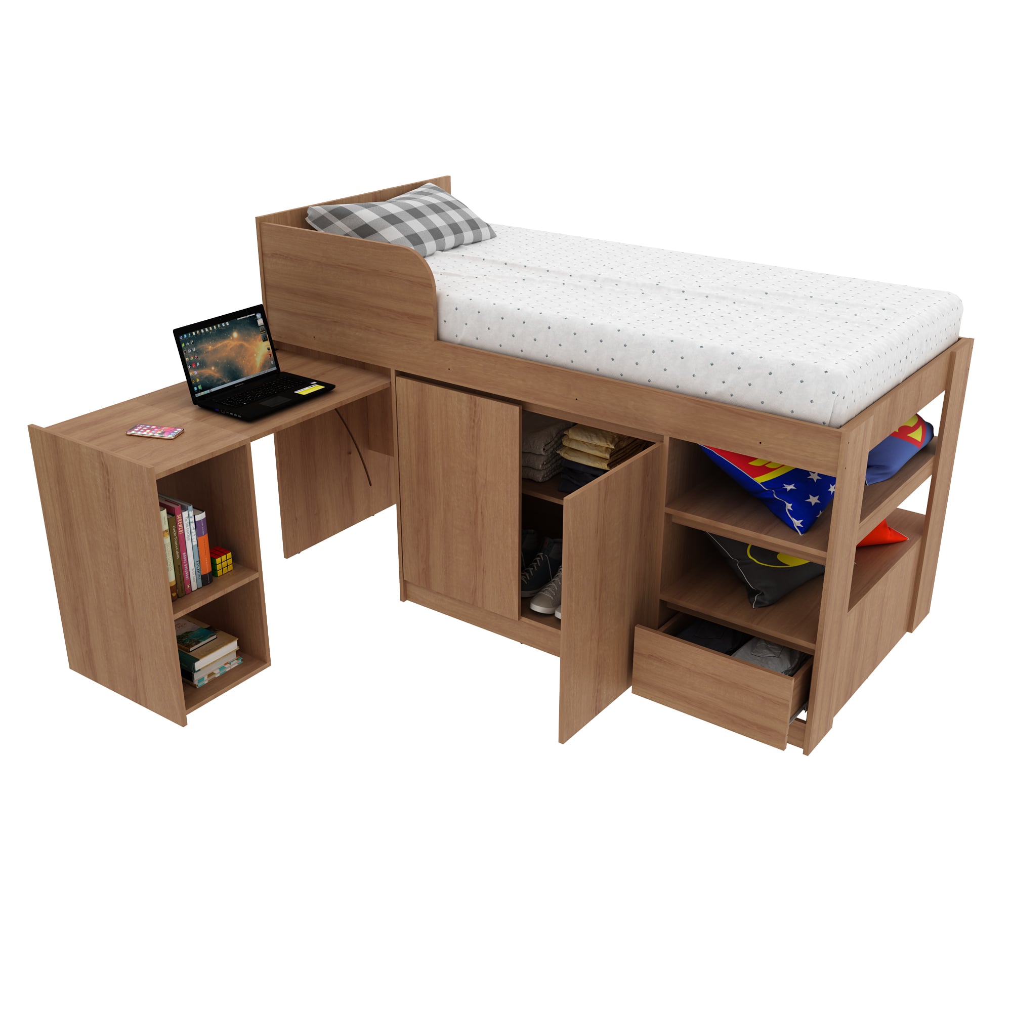 CAMA TECNOMOBILI CM8021.0001 1 PLAZA ALMENDRA CON ESCRITORIO - 1