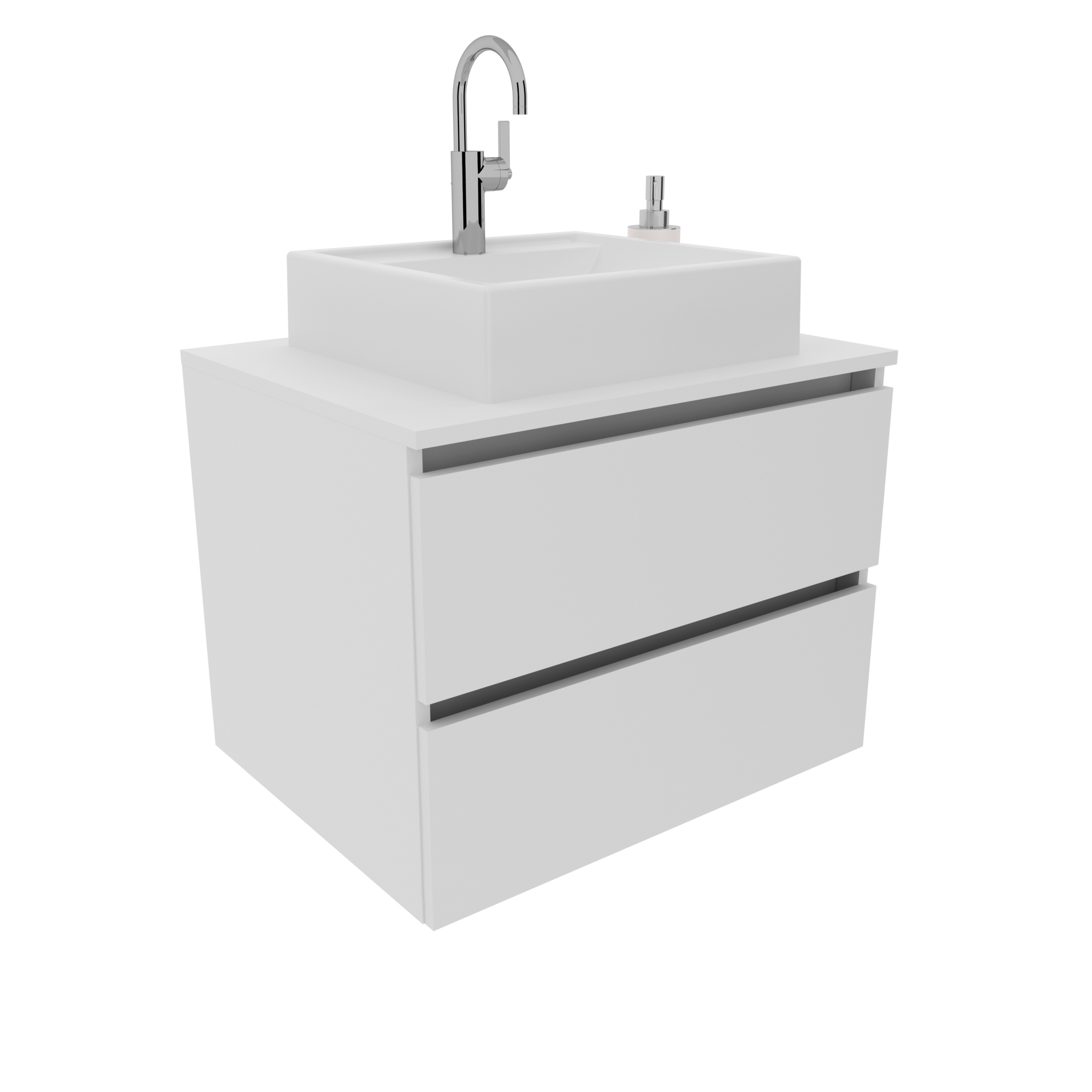MUEBLE TECNOMOBILI BN3607.0001 BAÑO AEREO CON 2 CAJONES MDP BLANCO - 1