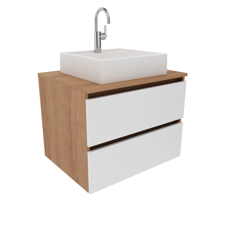 MUEBLE TECNOMOBILI BN3607.0002 BAÑO AEREO CON 2 CAJONES ALMENDRA/BLANCO MDP BLANCO - 1