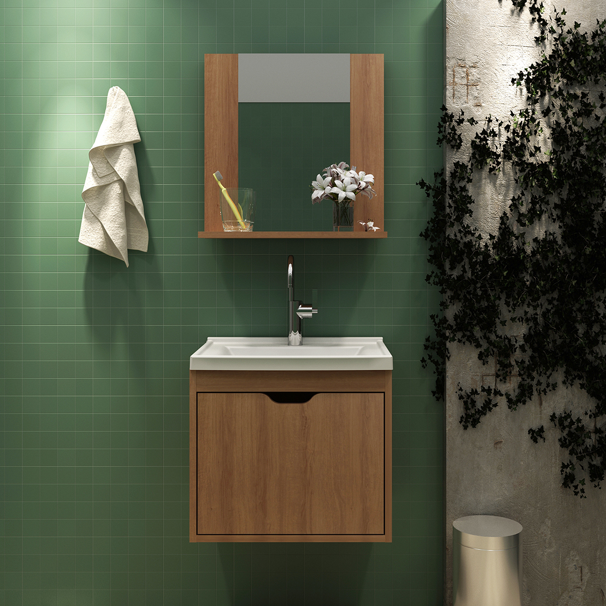 MUEBLE TECNOMOBILI BN3632.0002 BAÑO AEREO CON 1 PUERTA ALMENDRA MDP - 3
