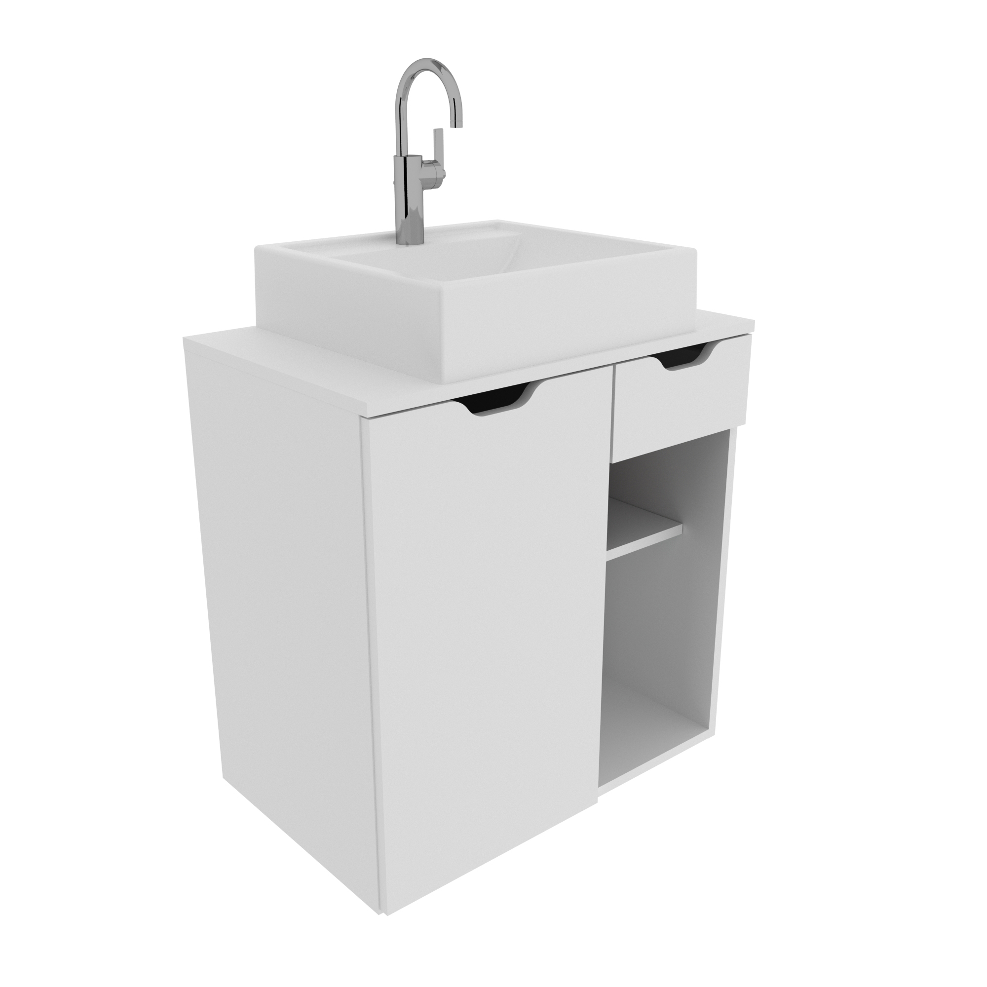 MUEBLE TECNOMOBILI BN3605.0001 BAÑO AEREO CON 1 CAJÓN Y 1 PUERTA MDP BLANCO - 1
