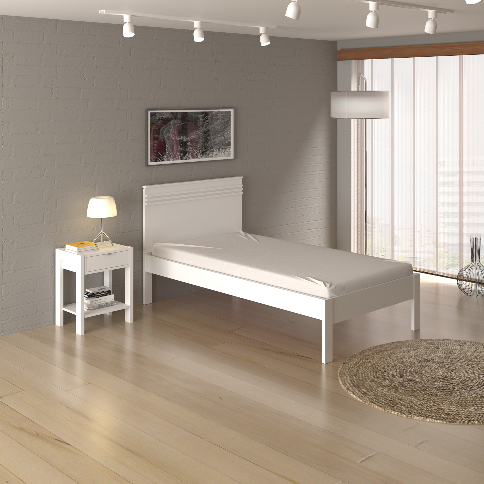 CAMA 1 PLAZA (COLCHÓN 0,90 CMS) BLANCO CM8010 93X98,6 X195 CM - 3