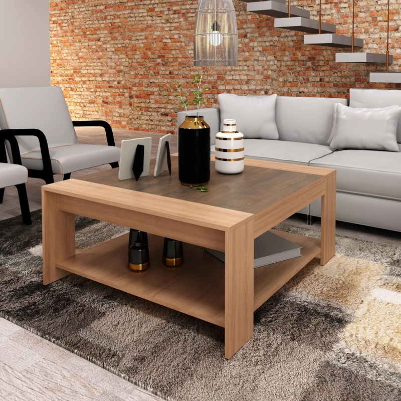 MESA CENTRO TECNOMOBILI MC2219.0008 RÚSTICO 42X100 X90 CM ALMENDRA - 4