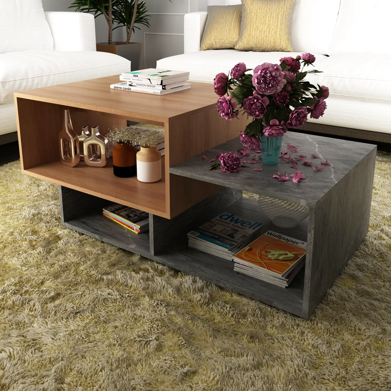 MESA CENTRO TECNOMOBILI MC2228.0014 MÁRMOL LUNAR 45X110 X54 CM ALMENDRA - 4