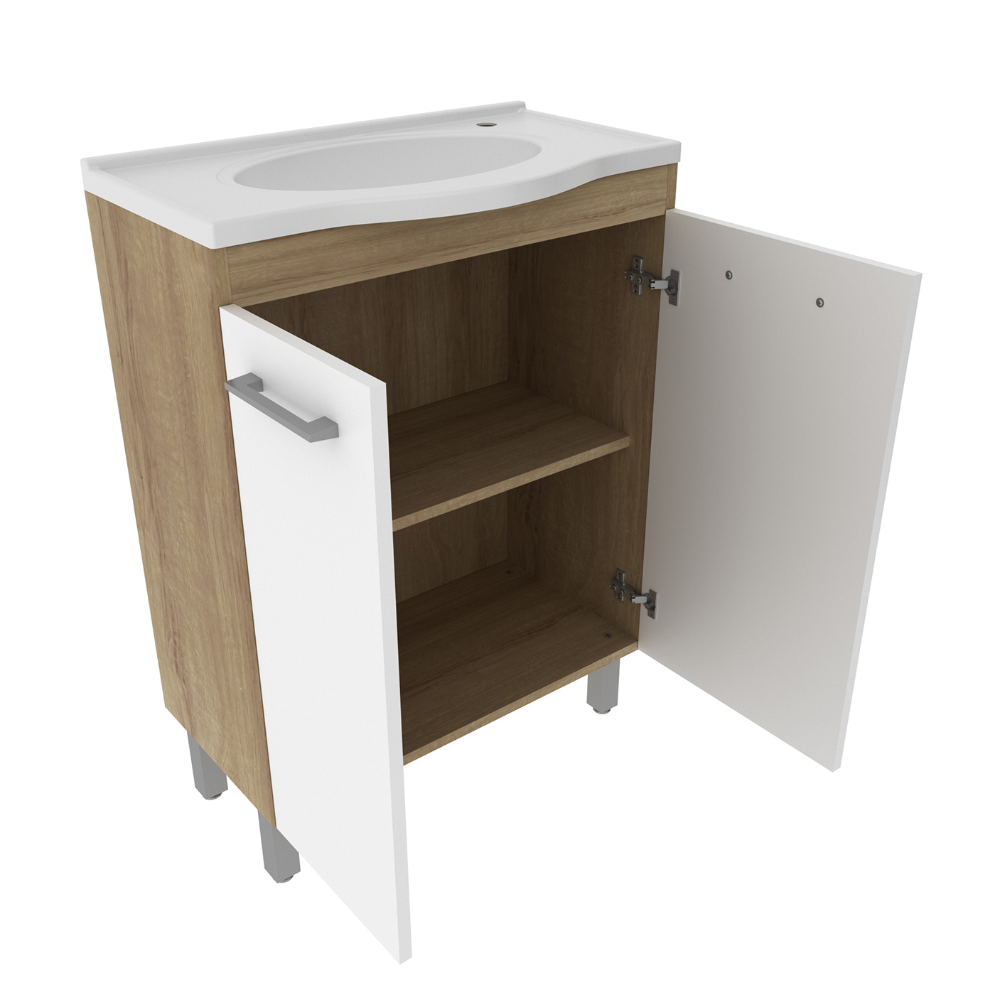 MUEBLE BAÑO 2 PUERTAS CON LAVAMANOS ALMENDRA/BLANCO BN3650.0002 - 2