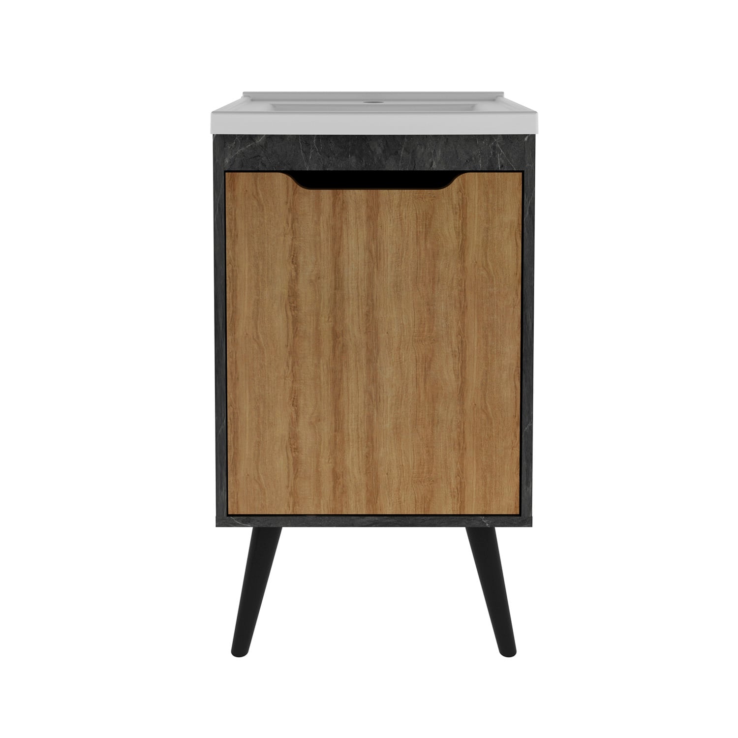 MUEBLE BAÑO TECNOMOBILI MDP 1 PUERTA C/LAVAMANOS MARMOL LUNAR BN3652.0102 ALMENDRA - 2